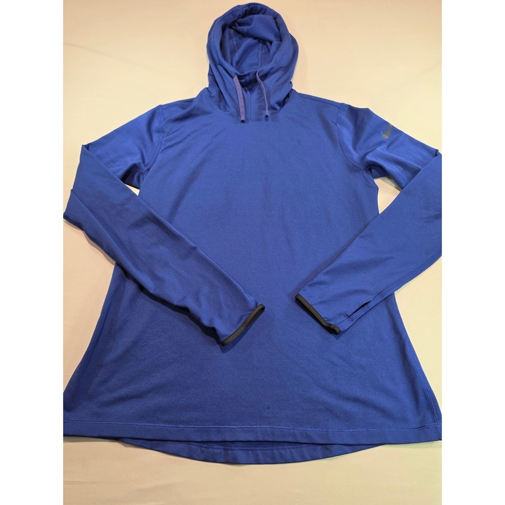 Nike Pro Dri-FIT Hoodie Womens XL Royal Blue Long Sleeve Training Top Thumbholes